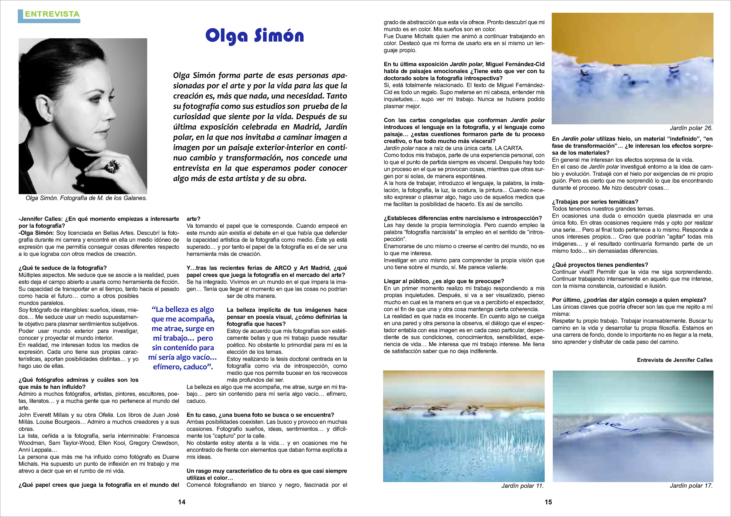 13 Trazos. Jennifer Calles. Entrevista Olga Simón. Marzo 09. Revista Trazos nº 1.jpg Jardín polar Galería Astarté