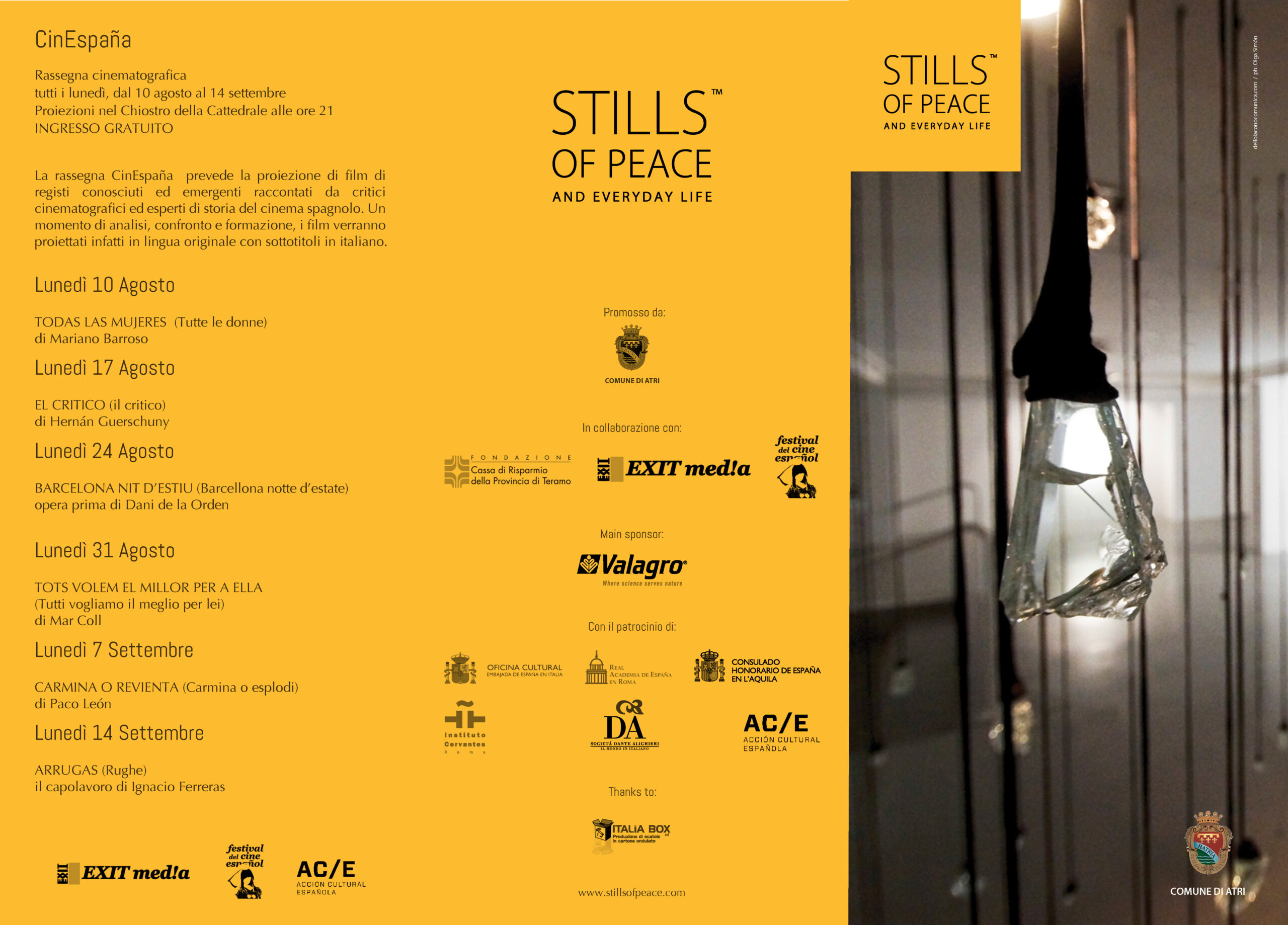 DepliantWEB Stills of Peace Tears 2015, Lágrimas 2015, installation, instalación, Olga Simón, Stills of peace. exhibition exposición, Atri, Italy Italia,, art arte, cristal tears, lágrimas, blue, azul, Museo Capitolare, Cripta de la catedral. Catedral de Atri, Tears, Lágrimas, dream 2013, Fallen Tear / Lágrima caída, Contained Tear, Lágrima contenida.