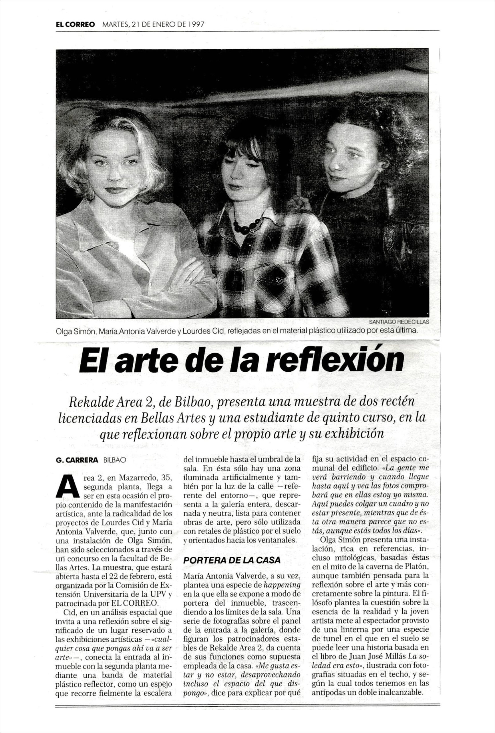Olga Simón El arte de la reflexión 1997 
 El número 7 - Olga Simón
Sala Rekalde Area2