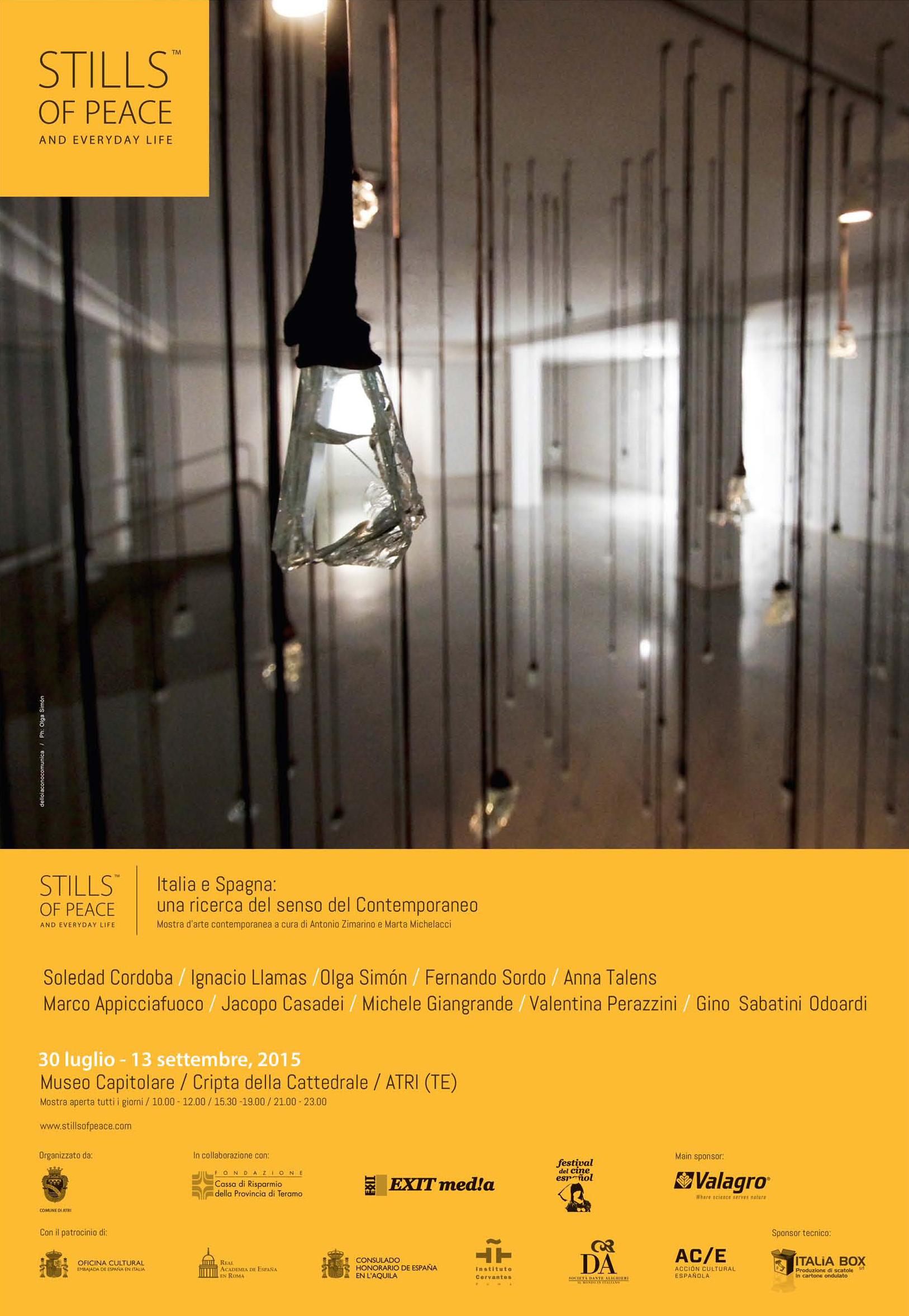 Stills Of Peace, es el poster de la segunda edición. II Edición. Olga Simón Tears. La imagen es la obra de Olga Simón Tears Lágrimas. Atri. Pescara. Cripta de la Catedral